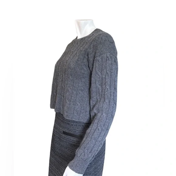 AG 100% Cashmere Cropped Cable Knit Sweater - Dark Gray (Size XS) - Picture 2 of 11